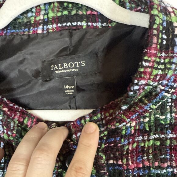 Women’s Multicolored Wool Blend Blazer Size 14 Petite Preowned - Picture 8 of 16